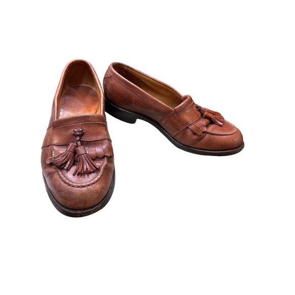Allen Edmunds men’s brown leather Newport edition tassels shoes loafers size 8.5 - Picture 2 of 8